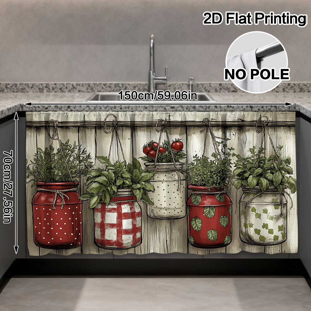 TEMU 2d Flat - 2d Flat - 1pc Hanging Jars Decorative Cabinet Curtains For Kitchen Cabinets, Bedroom Storage, Study Shelves, Bathroom Vanities, Living