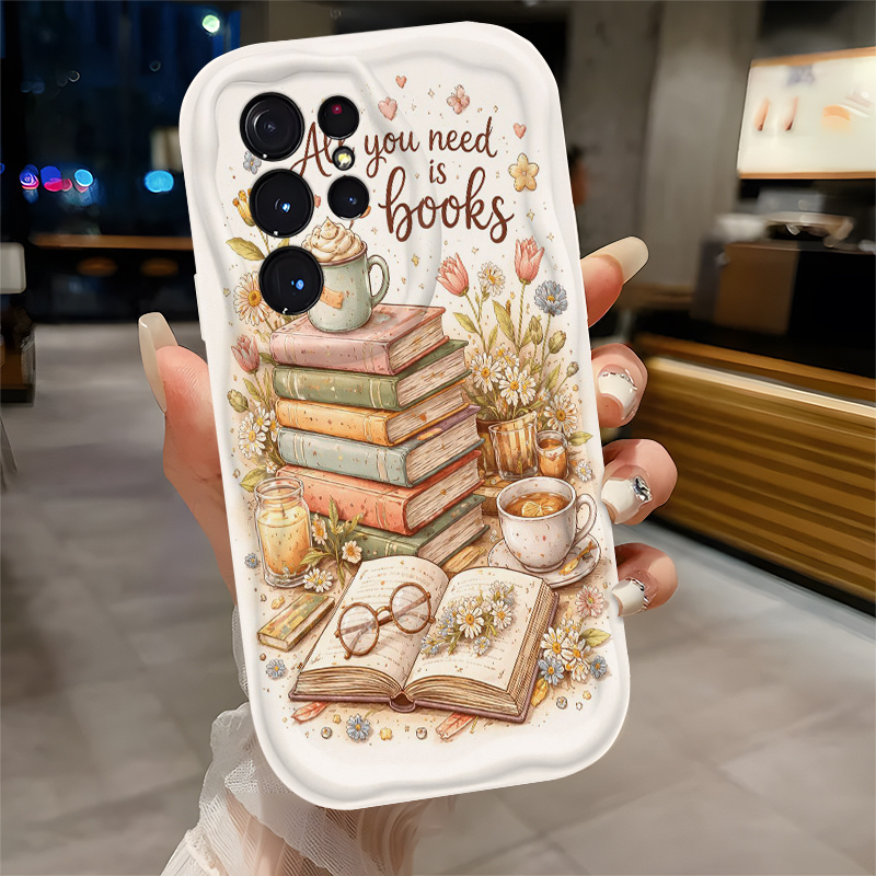 TEMU Phone Case - Vintage Artistic Book Floral Pattern 2d Phone Case, Compatible With Galaxy A55 A54 A34 A14 S20 S21 S22 S24 S25 20g Plus/ultra/fe; A
