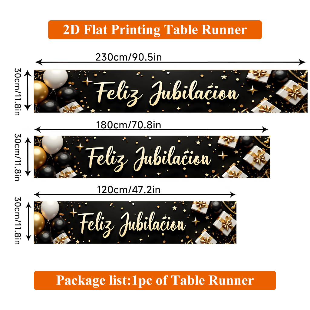 TEMU de mesa con impresión 2D, 1 pieza, de poliéster con festivo y para de jubilación, rectangular, para mesa de comedor, decoración de fiestas en