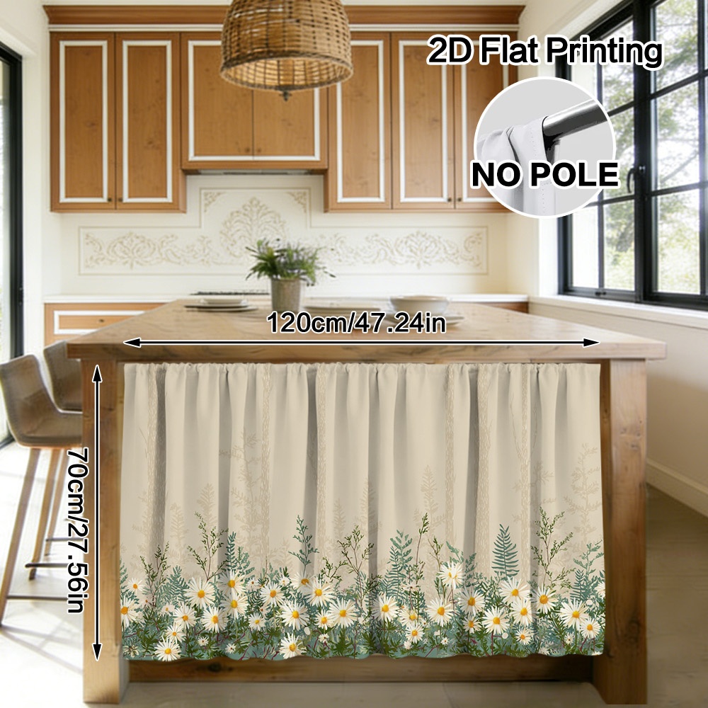 TEMU 2d Flat - 2d Flat - 2d Flat, Kitchen Sink Cover Curtain, Design, With Rod Pocket, Washable In Machine, Decorative Curtain For Kitchen Storage
