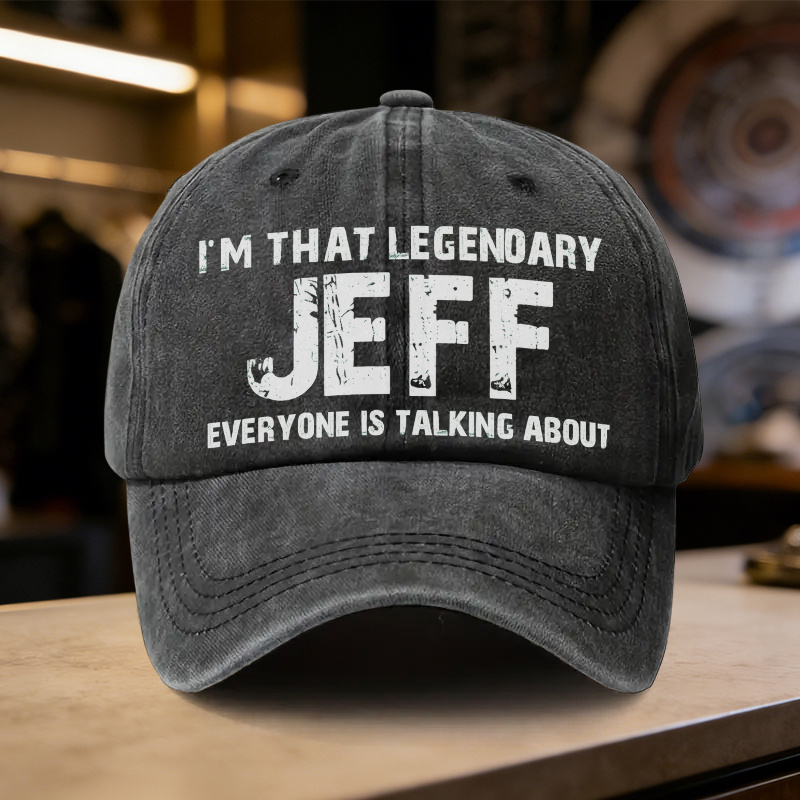 TEMU 1 pièce, Casquette de baseball réglable " Jeff", Casquette légère imprimée pour femme, Casquette tendance pour homme " le Jeff dont tout ", un