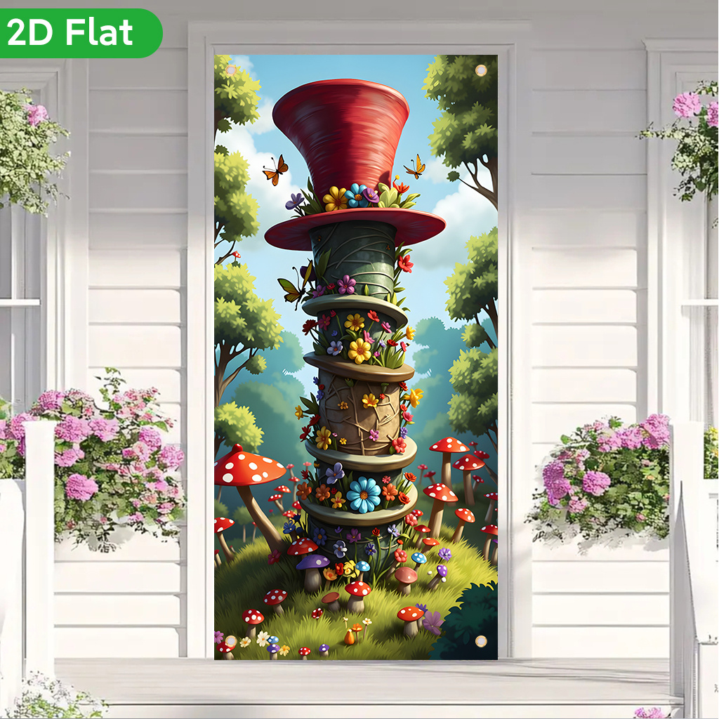 TEMU 2D Piatto, 2D Piatto - 2D Piatto, 2D Piatto - 1 pz Porta Banner 2D Piatto con Design di Fiori e Meraviglioso Paese delle Meraviglie, Realizzata
