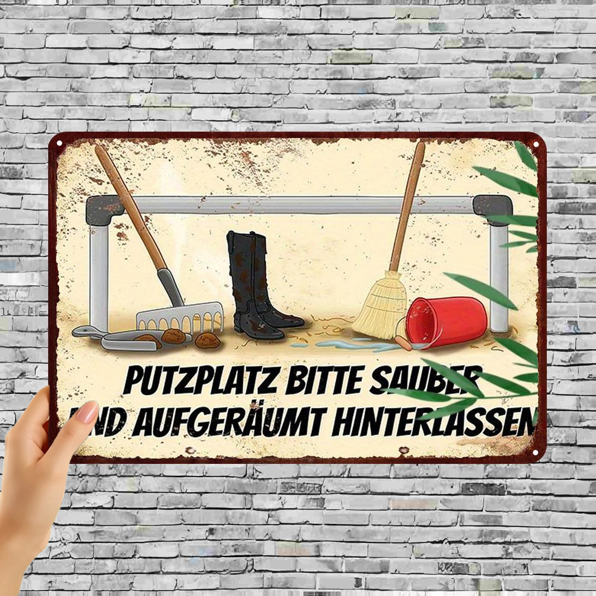 TEMU 2D-Flach, 2D-Flach ., „Halten Sie den Reinigungsbereich sauber ordentlich – Vintage-Metallschild für Werkstatt- oder Garagendekor“, 8×12 Zoll,