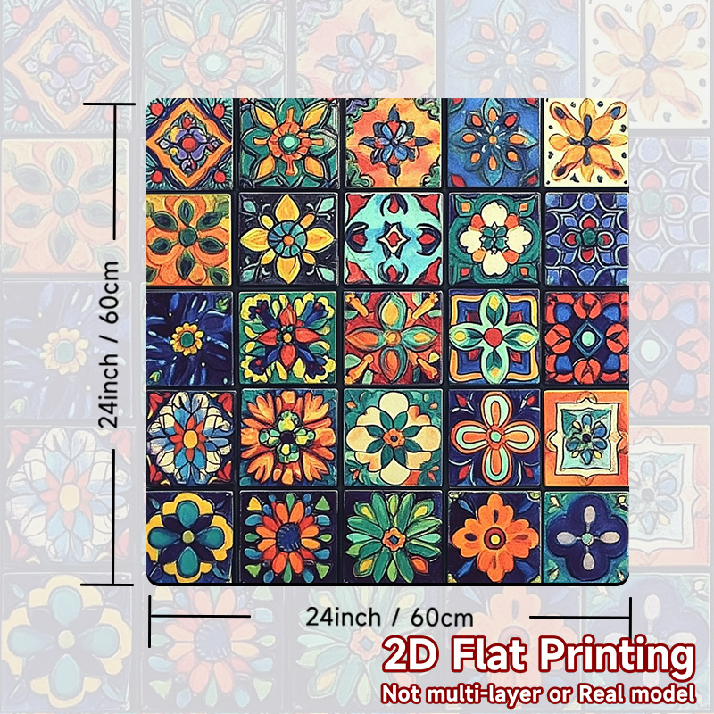 TEMU 1pc Washing Machine Top Cover Protective Pad - Colorful Floral Square Washer/dryer Suitable For Most Homes, -free Installation, Fit For Washing