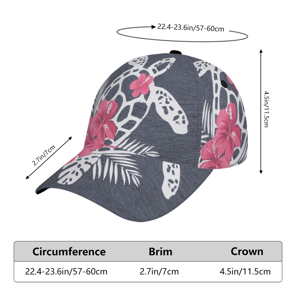 TEMU 1 pièce Casquette de baseball réglable été tortue de mer fleur d'hibiscus, pour quotidiens, les sports de et les tenues professionnelles, épurée