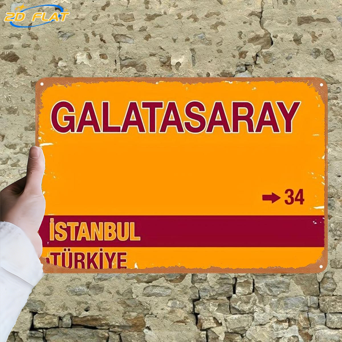 TEMU 2d Flat, 2d Flat 1pc, : Istanbul, Turkey â Bus Route 34, Metal Iron Sign, Size (8