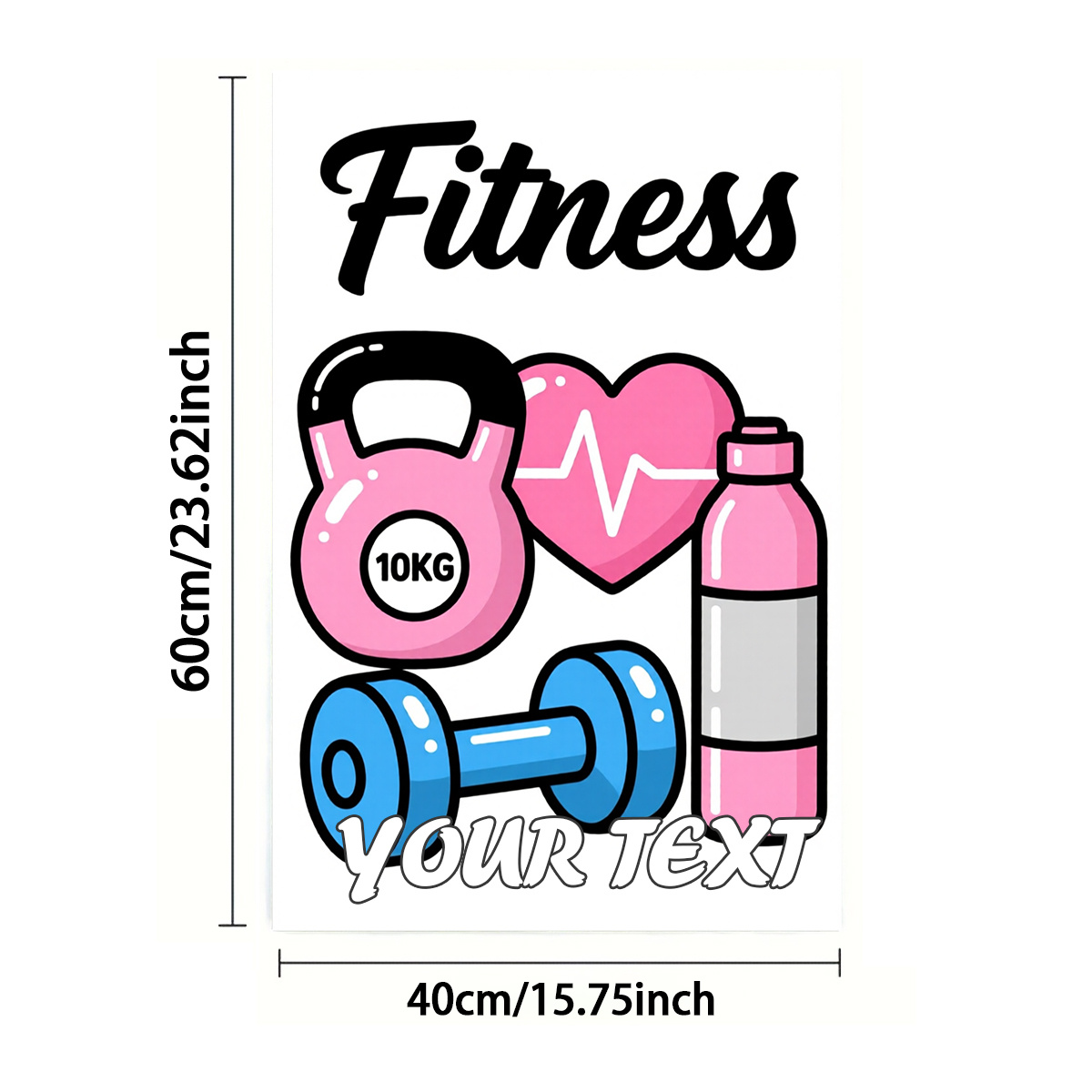 TEMU Customized Text 1pc, Towel, Single-sided Printing, Rectangular 40x60cm, 2d Pattern Of Fitness Equipment In Cartoon Style, Team Customized In