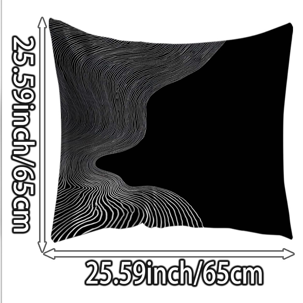 TEMU 1pc-abstract On A Black - And - White Background Double Sided Printed Silk Pillowcase/home Decoration/pillow Cover/ Silk/ice