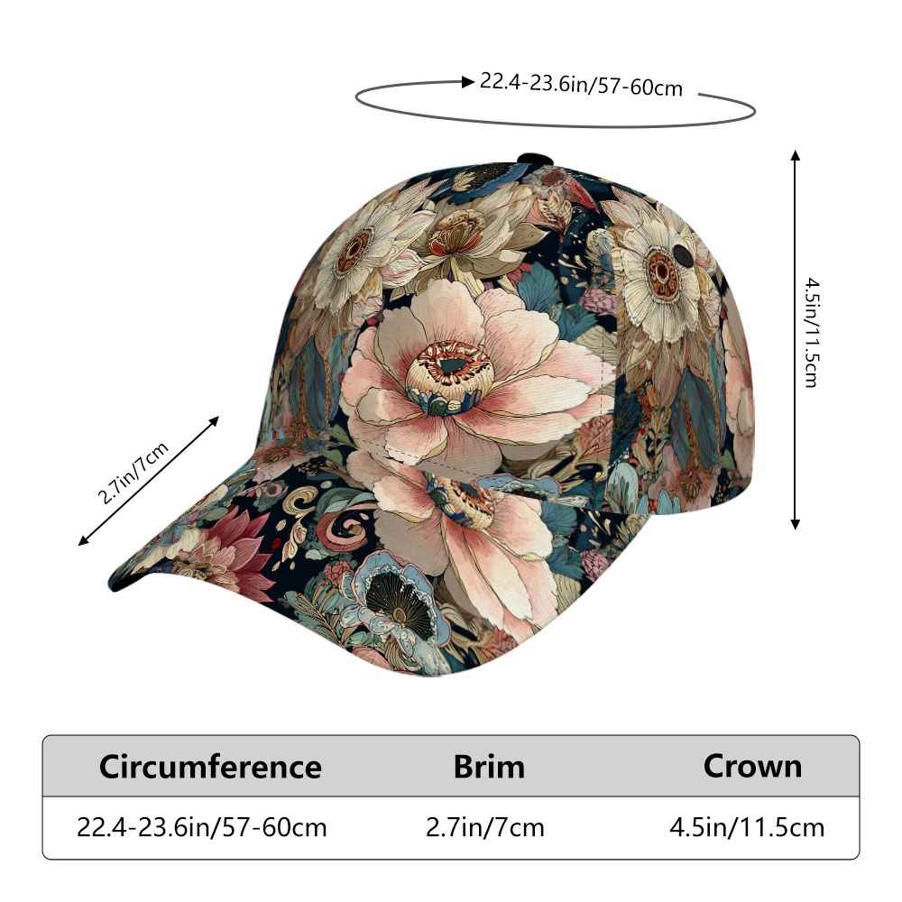 TEMU 1pc Unisex Colorful Floral Baseball For - Adjustable Snapback, Lightweight Suitable For Casual Wear, Daily Outfits, Christmas Gifts, Outdoor