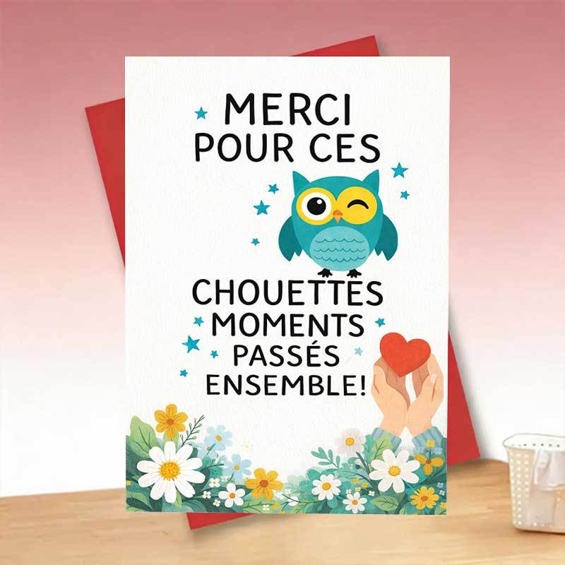 TEMU 1 carte de remerciement motif , carte de vœux de remerciement mignonne avec cœur et fleurs pour amis, collègues, enseignants, partenaires,