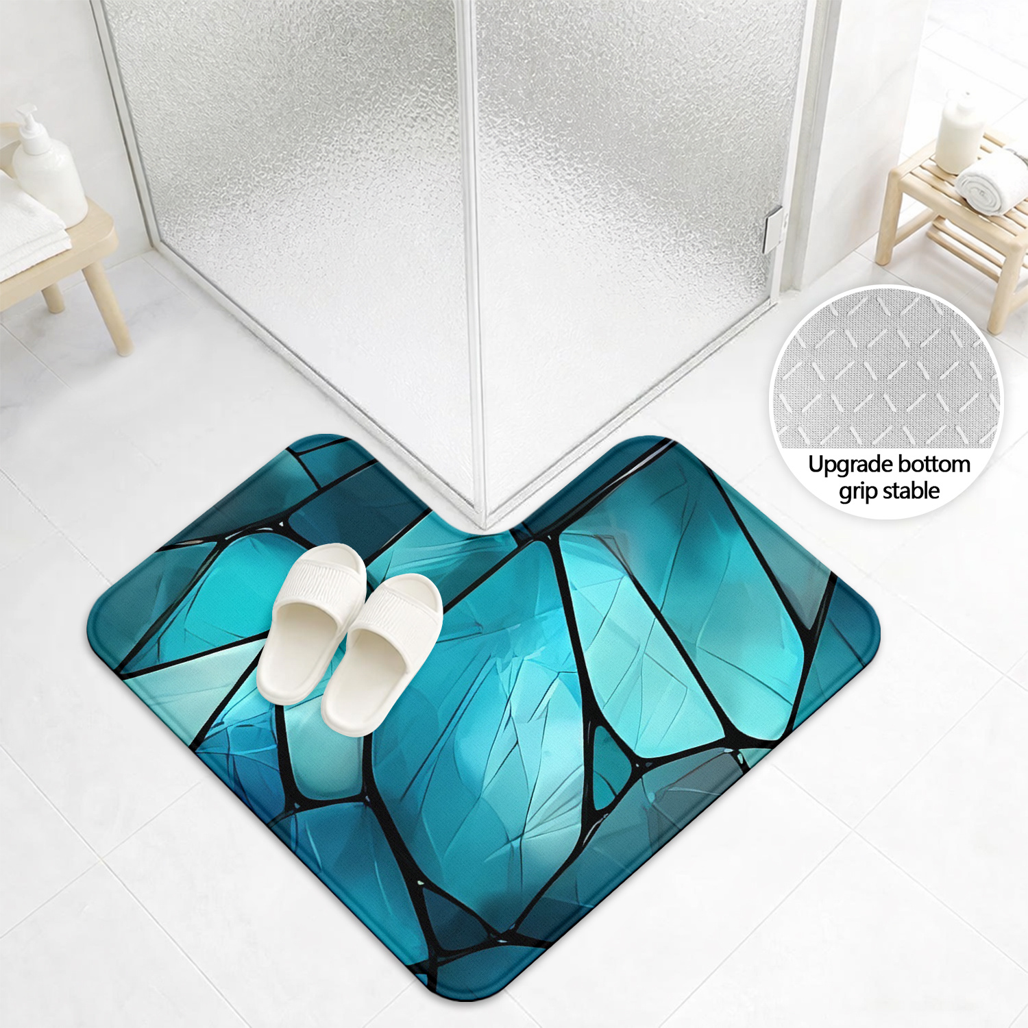 TEMU 1 tappeto da a forma di motivo geometrico, , lavabile e di buon , con angoli arrotondati e design antiscivolo, per cucina, bagno, camera da
