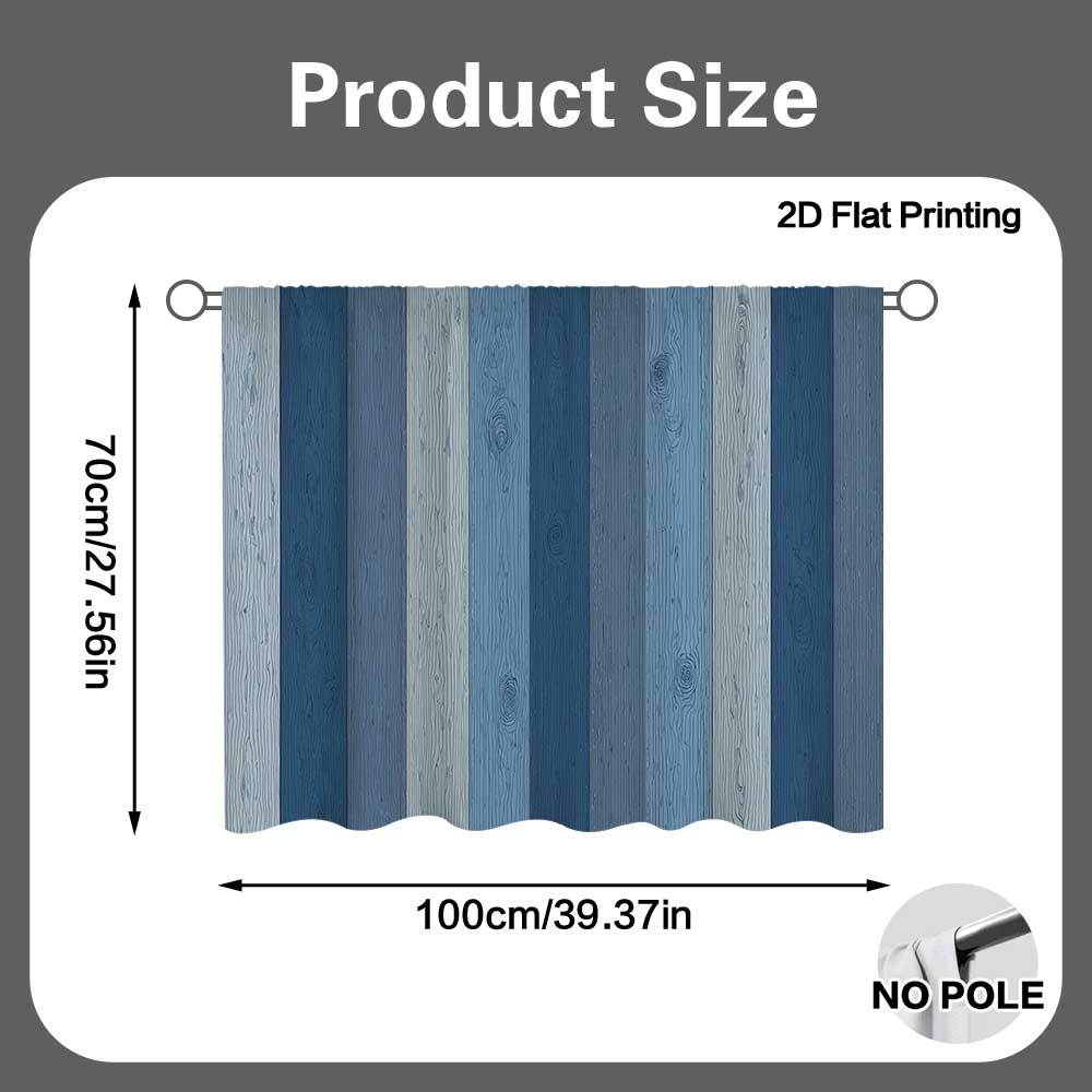 TEMU 2D Plat, 1 stuk 2D Plat Gordijn met Blauw Houten Strepen , Gemaakt van Semi-Transparante Polyesterstof voor Eenvoudig Onderhoud. Beschikt over