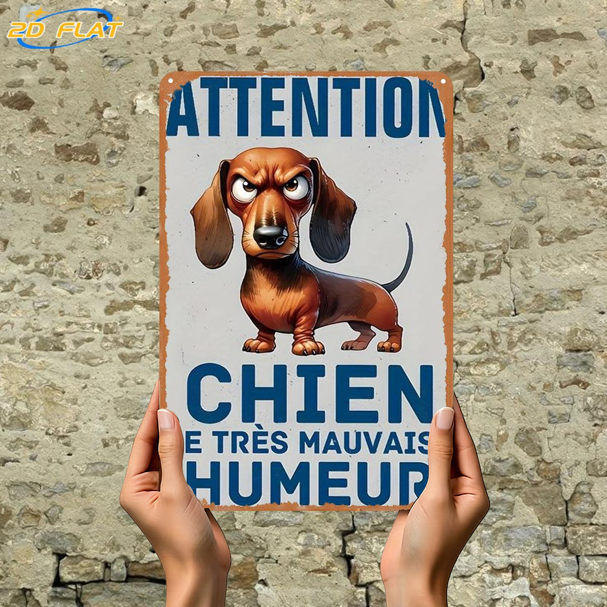 TEMU Plat 2D, 1 pièce, Attention : Chien de très , panneau en métal Lron, taille (8"x12"/20cm*30cm), peintures