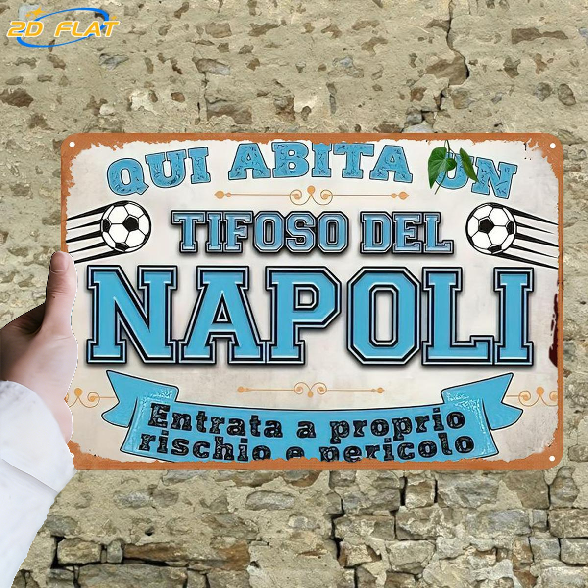 TEMU 2d Flat, 2d Flat 1pc, An English Based On Of :"home Of A Napoli Fan: Enter At Your Own !",metal Lron Sign,size(8"x12"/20cm*30cm)decoratve