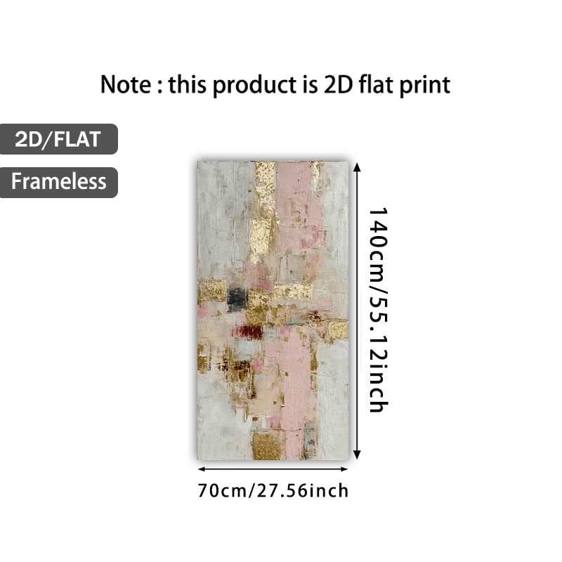 TEMU 2d Flat, 2d Flat 1pc Frameless 27.56*55.12in/70cm*140cm Modern Abstract Abstract Painting With Pink White And Print Art Wall Art Canvas Painting