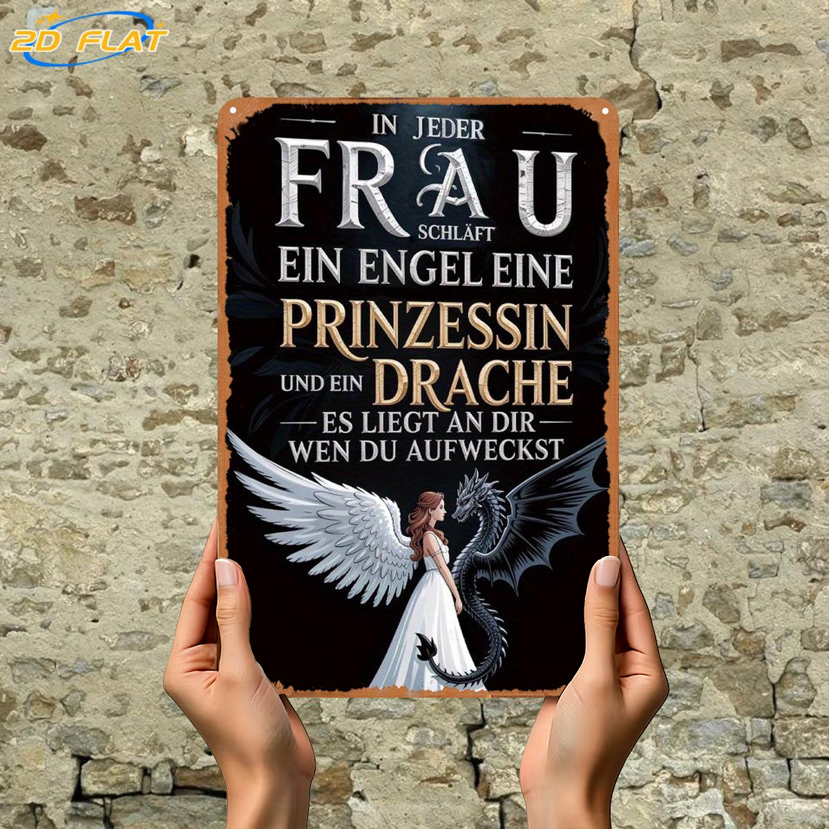 Image of 2d Flat 1pc, Woman Has An , A Princess, And A Dragon — It You When You , Metal Lron Sign, Size(8"x12"/20cm*30cm) Decoratve Paintings/room/restaurant/bar/door/garage Decor