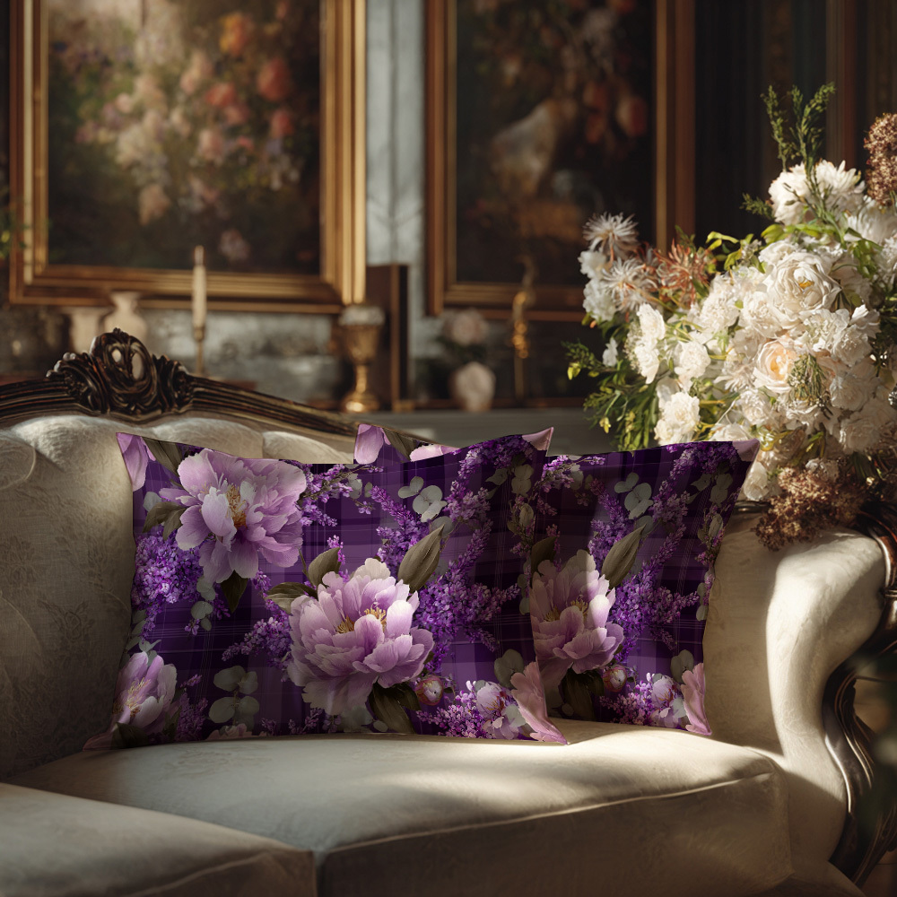TEMU 2pcs Peony And Lilac Double Sided Printed Pillowcases, Bedding, And Bed Pillows (excluding Pillow Cores). Multiple Sizes , Soft & Skin -
