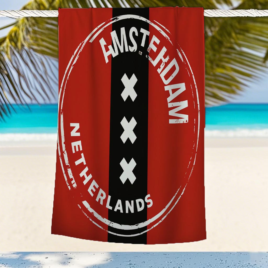 TEMU 1 stuks Vintage Stijl Amsterdam Bedrukte Strandlaken, Strandlaken voor Strand, Buiten en Diverse Festivals, Ultra-Zacht en Ultra-Zacht