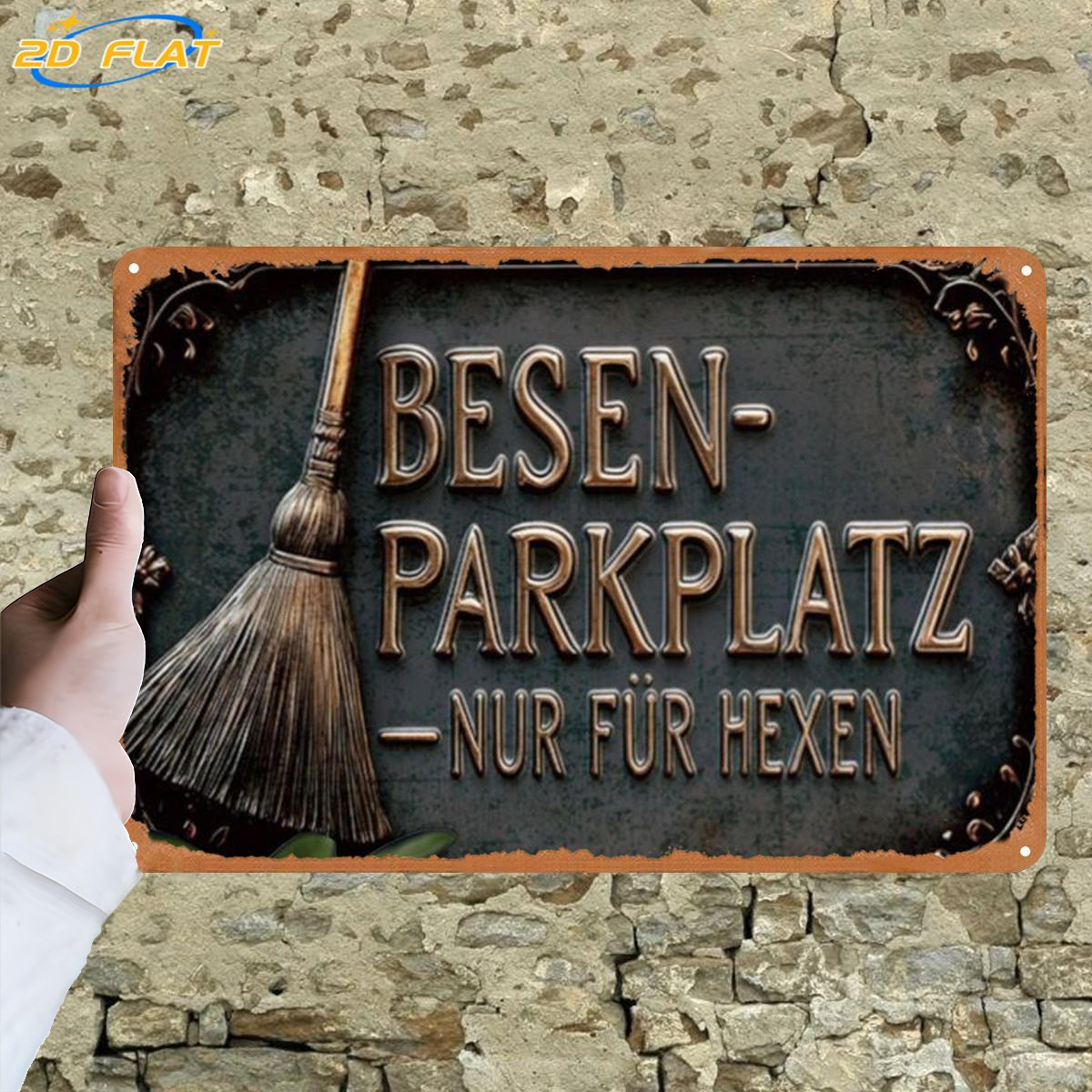 Image of 2d Flat, 2d Flat 1pc, Broom – For Witches Only, Metal Iron Sign, Size (8"x12"/20cm*30cm), Decorative Paintings/room/restaurant/bar/door/garage Decor, 2d Flat