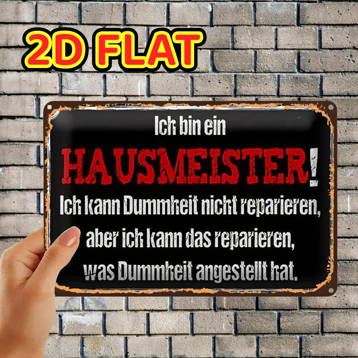 TEMU 2d Flat, 1pc, Hausmeister Sign Metal Plaque Metal Tin Sign, Pre-drilled Holes, Suitable For Indoor, Garden, Outdoor, Home, Office, Toilet