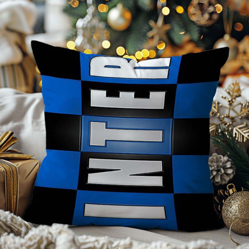 TEMU per cuscino quadrata con testo stampato blu e , decorazione per feste, , adatta per , soggiorno, camera da letto, esterno, stampa fronte-retro,