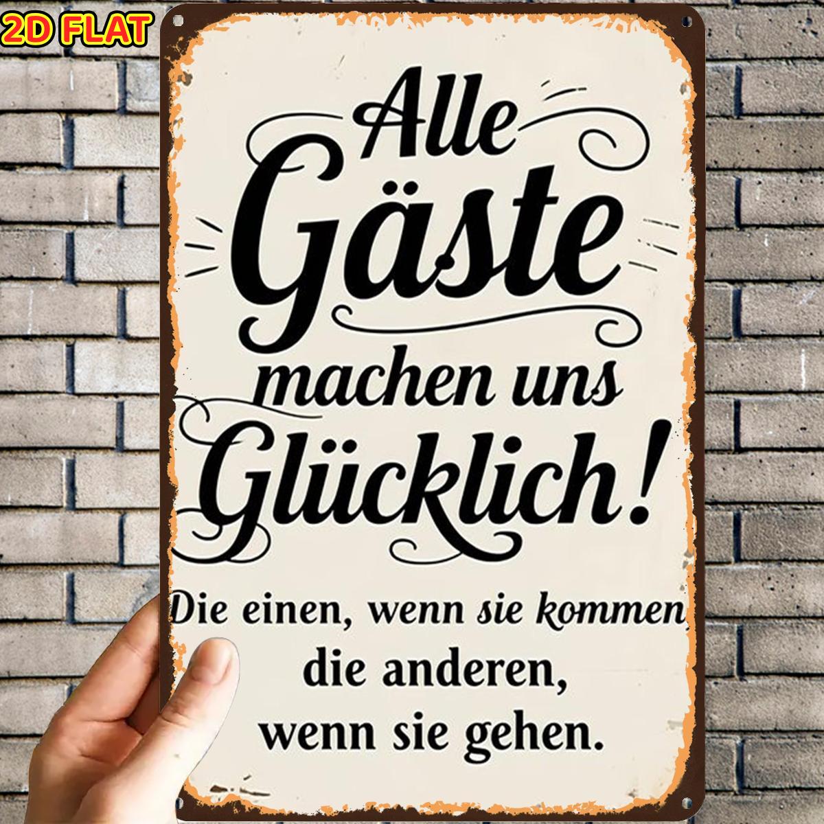 Image of 2d Flat, 1pc, Vintage Guest Welcome Signmetal Tin Sign, Pre-drilled Holes, Suitable For Indoor, Garden, Outdoor, Home, Office, Toilet Decoration