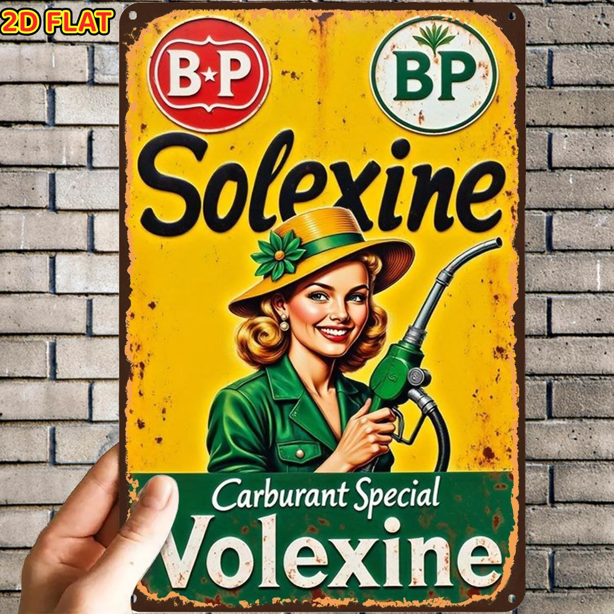 TEMU Panneau Publicitaire Vintage BP Essence 2D Plat, 1pc, Panneau Métallique, Trous Pré-Perçés, Convient pour Intérieur, Jardin, Extérieur, Maison,