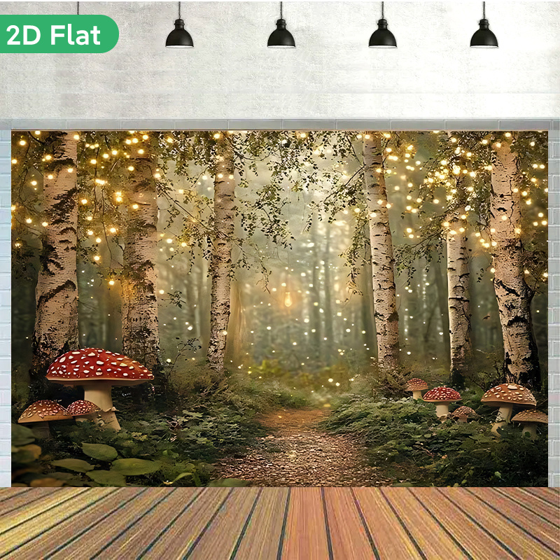 TEMU 2d Flat, 1pc Forest Banner Suitable For Weddings, Birthdays, Parties - Magical Woodland Theme With & Foliage, Hanging Cloth For Indoor/