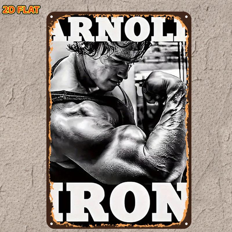 TEMU 2d Flat, 1pc, Iron Muscle Poster Metal Iron Sign, Pre-drilled Holes, Suitable For Indoor, Garden, Outdoor, Home, Office, Toilet Decoration, 2d