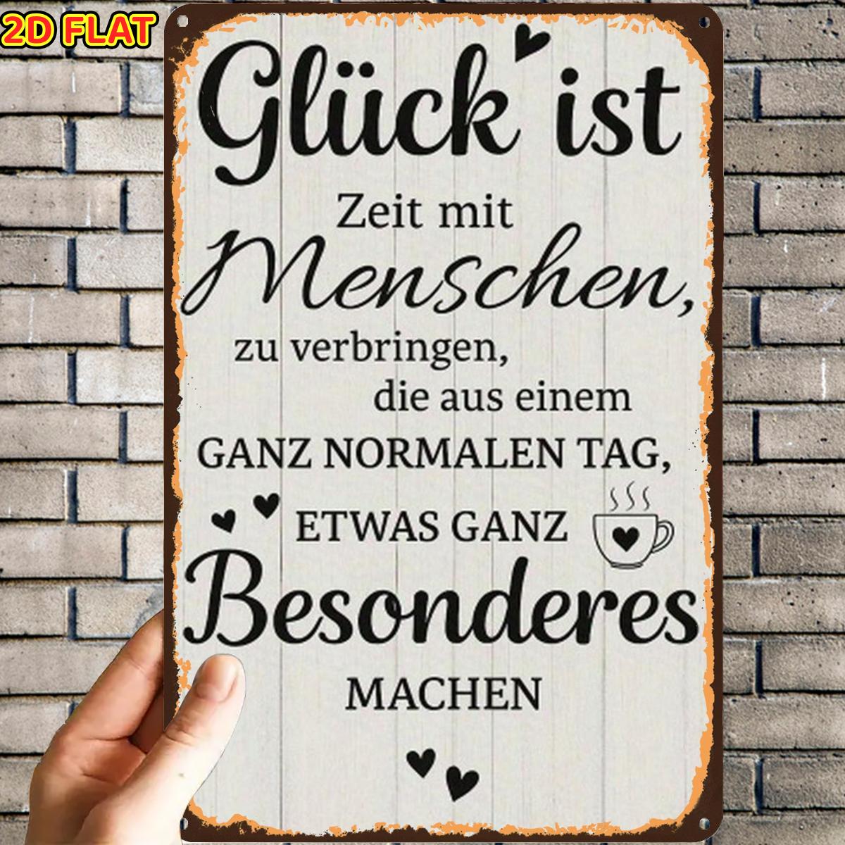Image of 2d Flat, 2d Flat,1pc, German Quote Signmetal Tin Sign, Pre-drilled Holes, Suitable For Indoor, Garden,outdoor, Home, Office, Toilet Decoration, 2d Flat