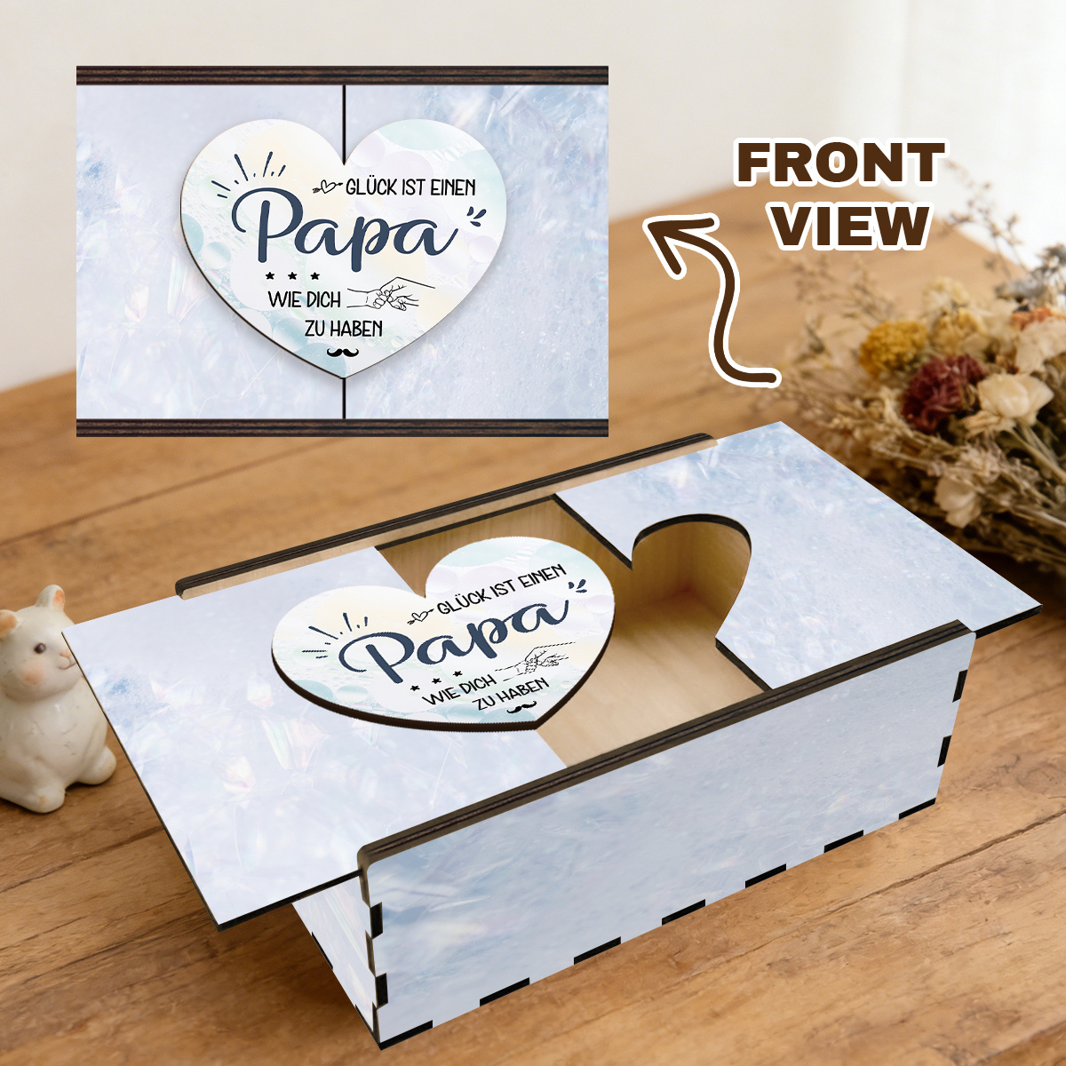 E-shop Geschenk für Sie/Ihn . Holz-Geschenkbox Kleiderkiste, Motiv „Glück ist, einen Papa wie dich zu haben“, geeignet als