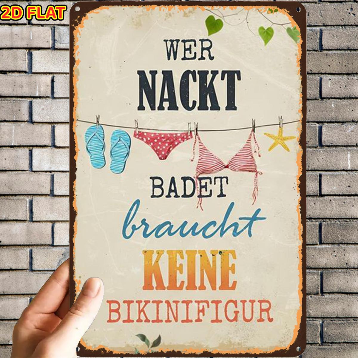 2d flach, 1 stück, strandbekleidung schild vintage stil metall blech schild, vorgebohrte löcher,   für innen, garten, außenbereich, zuhause, büro, toiletten dekoration