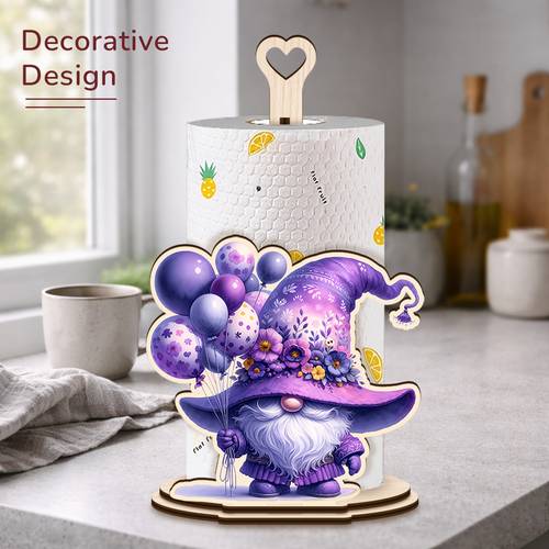 item picture wooden mobile paper towel holder with gnome countertop mount suitable for kitchen dining room wood organizer space saving roll storage for home decoration tabletop paper towel dispenser holder