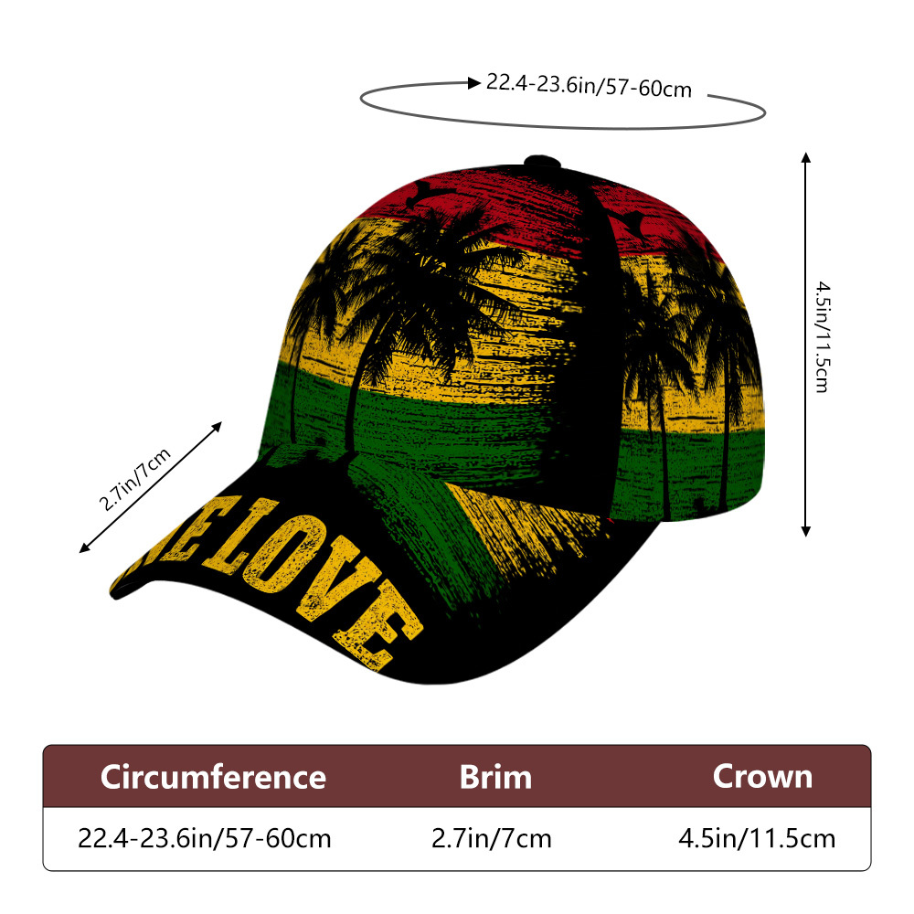 TEMU 1pc, Unisex Reggae Baseball Made From Durable And Breathable Polyester Cap Features An Adjustable Back Button For . Hand Washable For Easy .