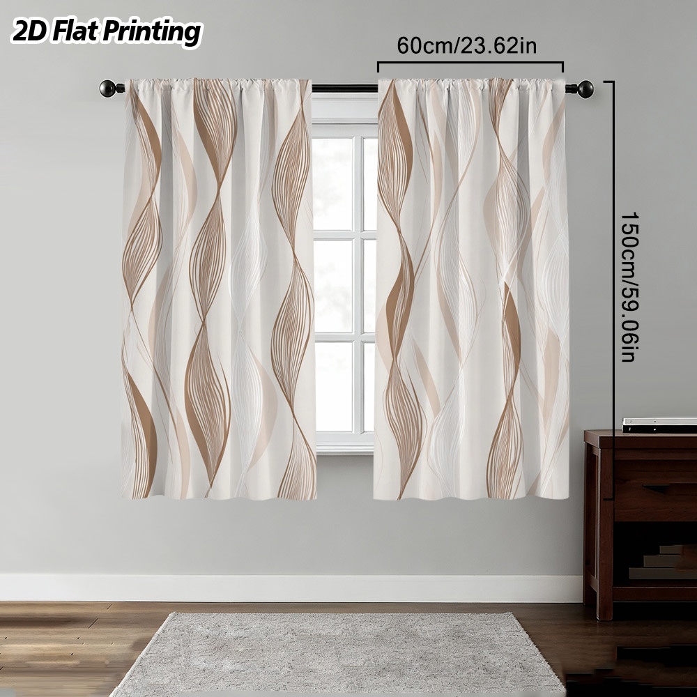 TEMU 2D piatta - 2 pezzi 2D piatta con linee ondulate astratte fluide stampate �� con per bastone per soggiorno, ufficio, cucina, camera da letto, ,