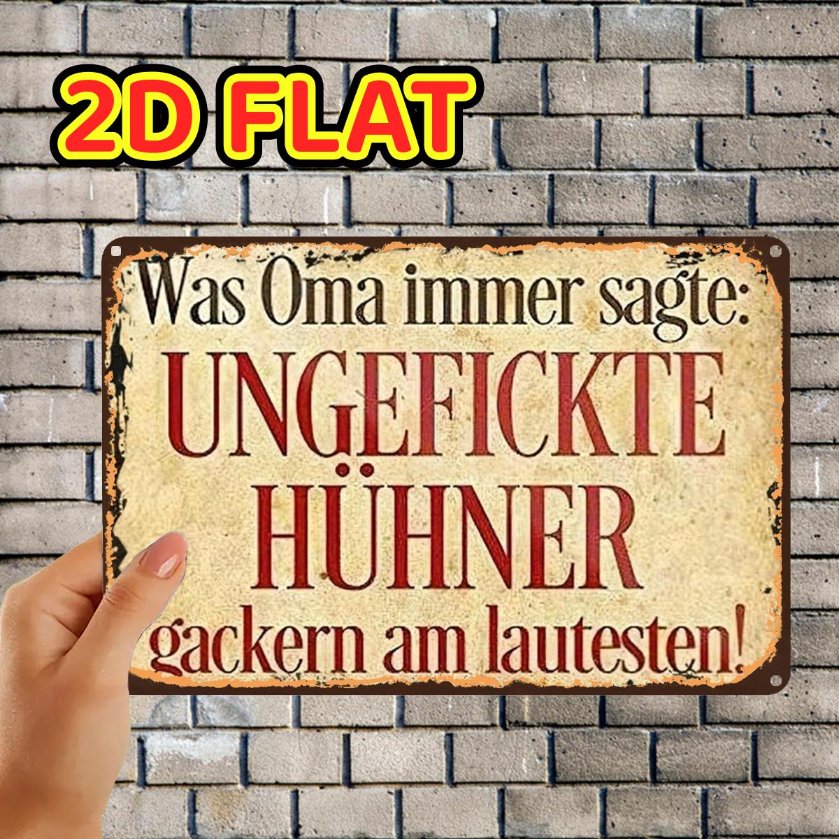 E-shop 2D-Flach, 2D-Flach, ., Vintage Metallschild mit deutschem Spruch, Blechschild, vorgebohrte Löcher, geeignet für Innenbereich, Garten,