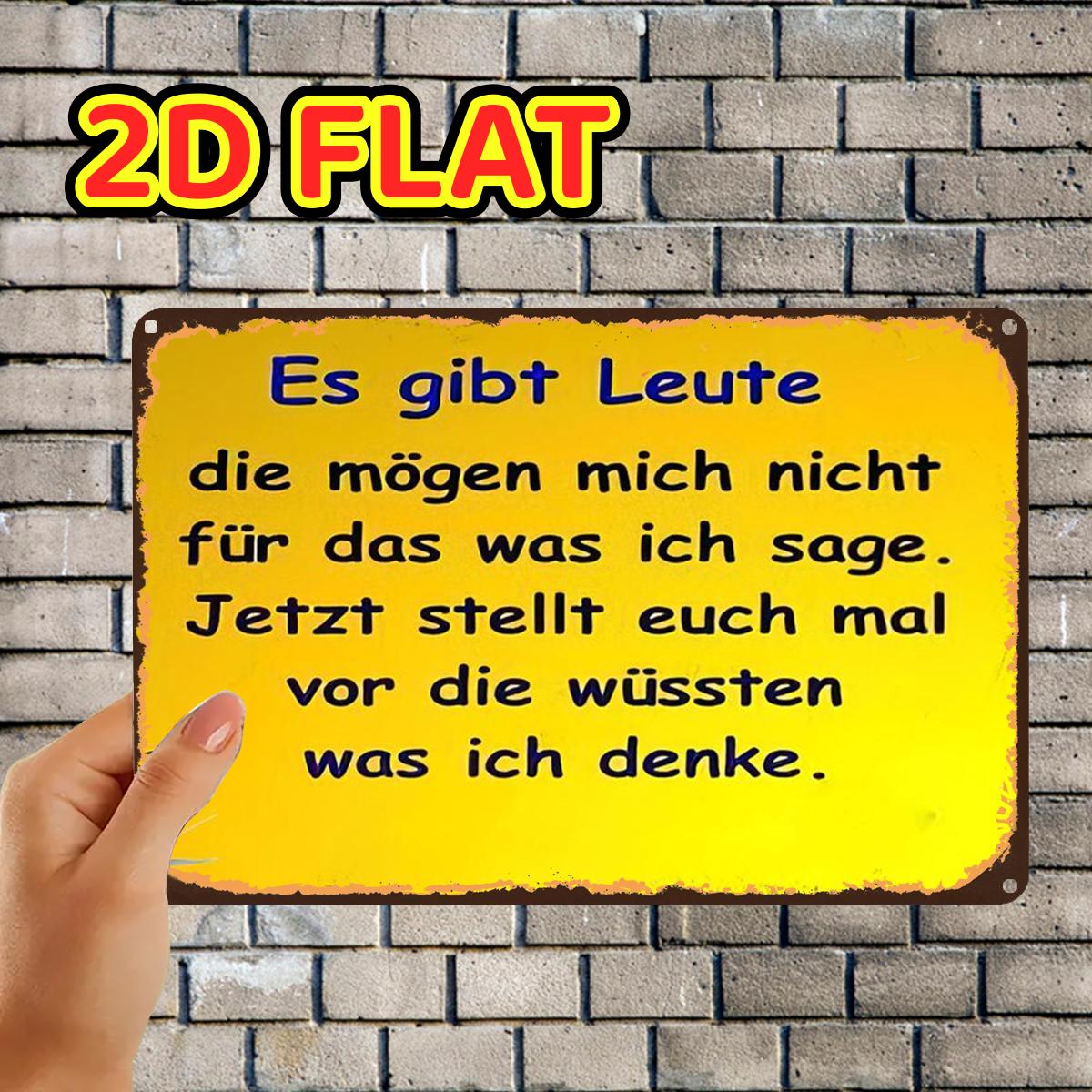 Image of 2d Flat, 1pc, Funny German Quote Metal Sign Decor Metal Tin Sign, Pre-drilled Holes, Suitable For Indoor, Garden, Outdoor, Home, Office, Toilet Decoration
