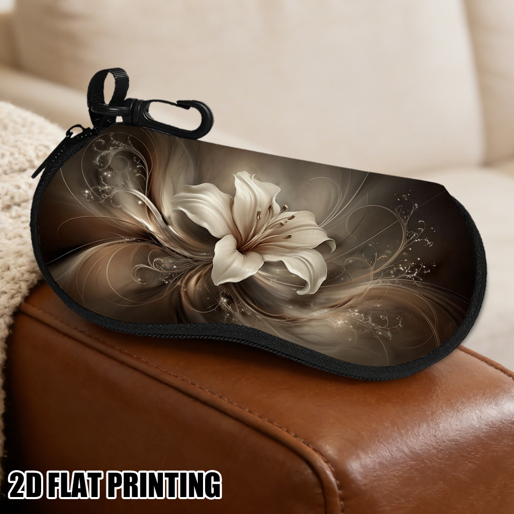 TEMU 1-pack Stylish Eyeglass Case With Elegant Lily , Durable Eyewear Protector Featuring A Sleek 2d . An Gift For Men, A Fashionable Everyday
