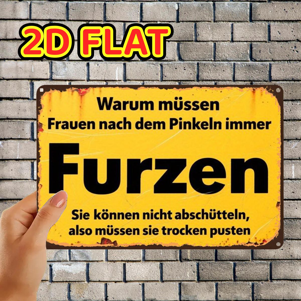 TEMU 2d Flat, 2d Flat,1pc,rustic German Humor Sign Tin Sign, Pre-drilled Holes, Suitable For Indoor, Garden,outdoor, Home, Office, Toilet Decoration,