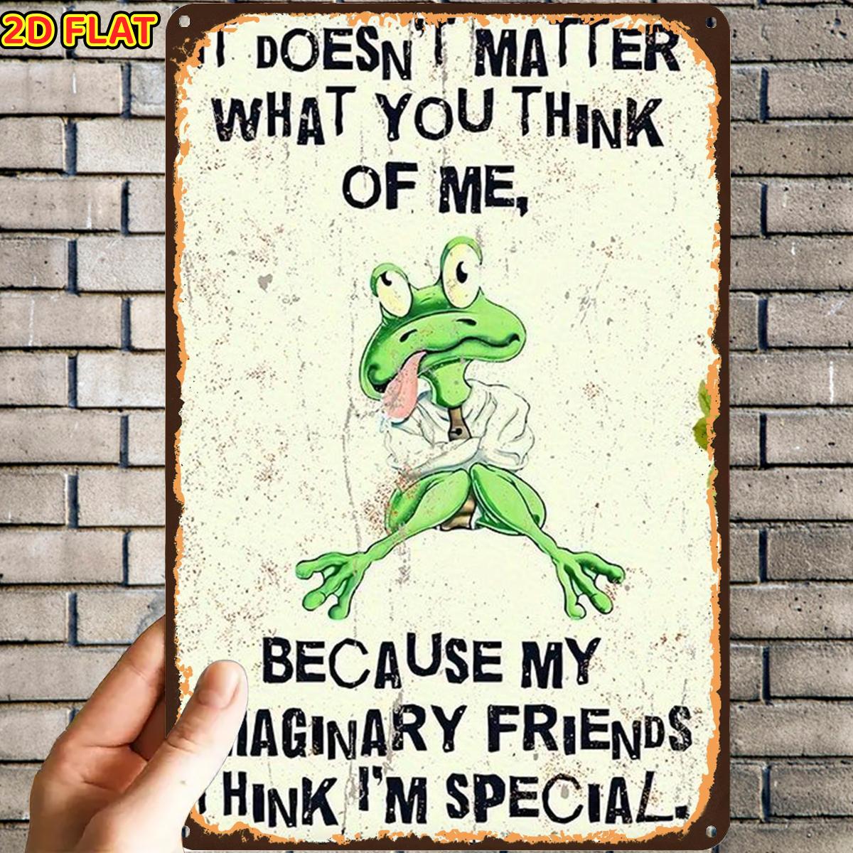 TEMU 2d Flat, 2d Flat,1pc,frog Quote Metal Sign Tin Sign, Pre-drilled Holes, Suitable For Indoor, Garden,outdoor, Home, Office, Toilet Decoration, 2d