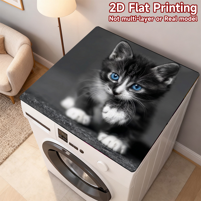 TEMU Nouveau couvercle de machine à laver 1pc, adapté pour machine à laver/sécheuse, motif chaton à yeux , aucune installation requise, convient à la