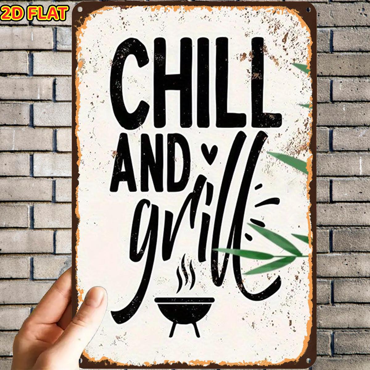 E-shop 2D Flach, ., And Grill Schild Deko Metall Blech Schild, Vorgebohrte Löcher, Geeignet für Innen, Garten, Außenbereich, Zuhause, Büro, Toiletten