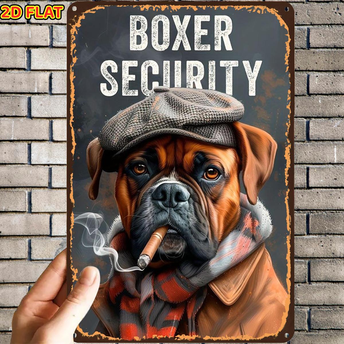 TEMU 2d Flat, 2d Flat,1pc,boxer Security Vintage Signmetal Tin Sign, Pre-drilled Holes, Suitable For Indoor, Garden,outdoor, Home, Office, Toilet