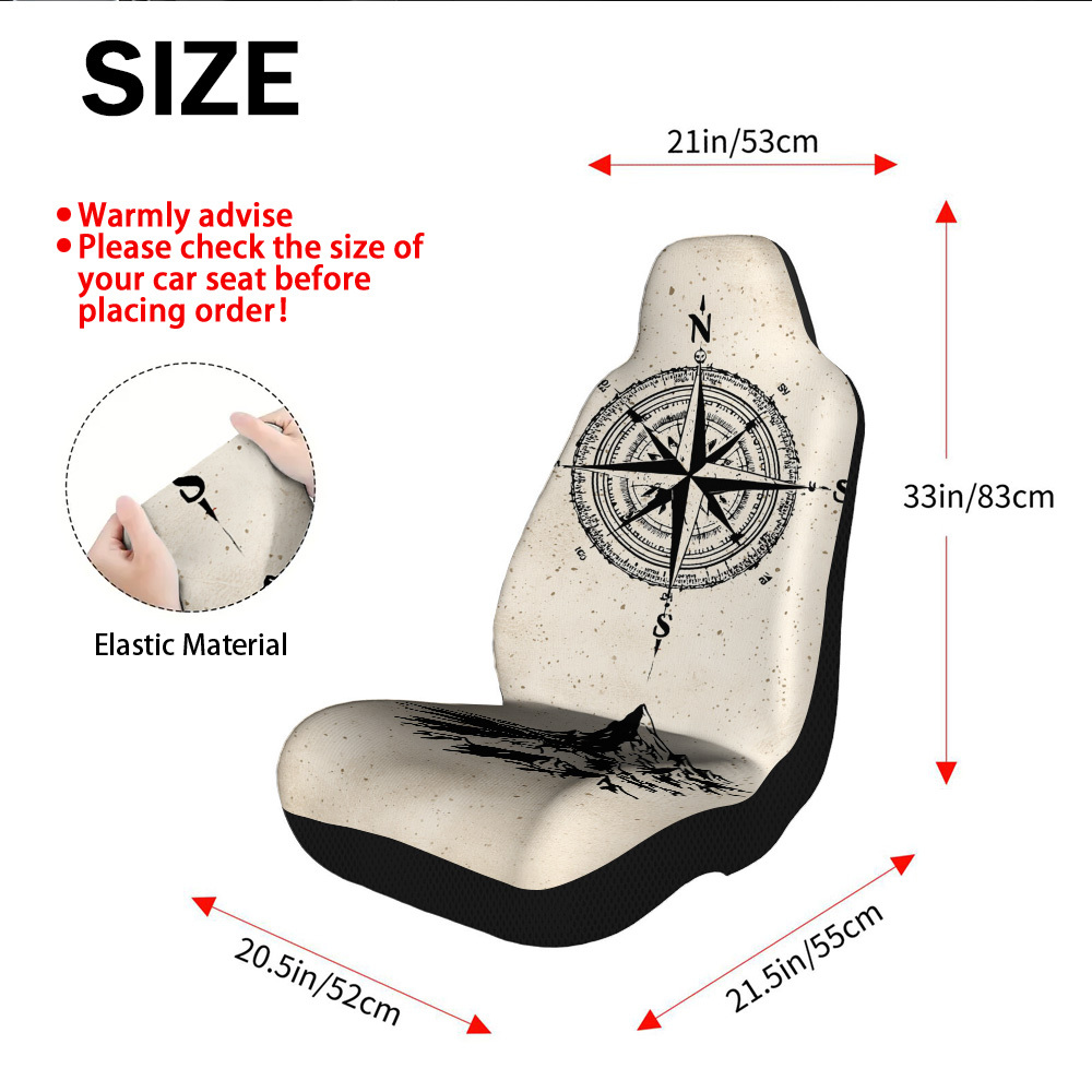TEMU para asiento delantero con estampado de dibujo de y montaña, impresión 2D, 2 piezas, ideal para la comodidad del asiento delantero en viajes