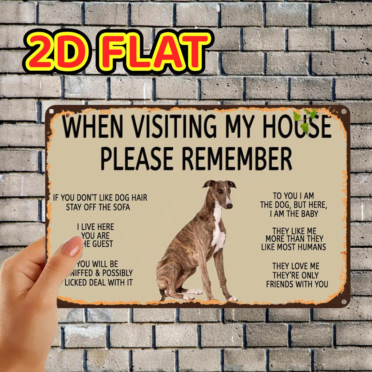 TEMU 2d Flat, 1pc, Whippet House Rules Sign Metal Tin Sign, Pre-drilled Holes, Suitable For Indoor, Garden, Outdoor, Home, Office, Toilet Decor