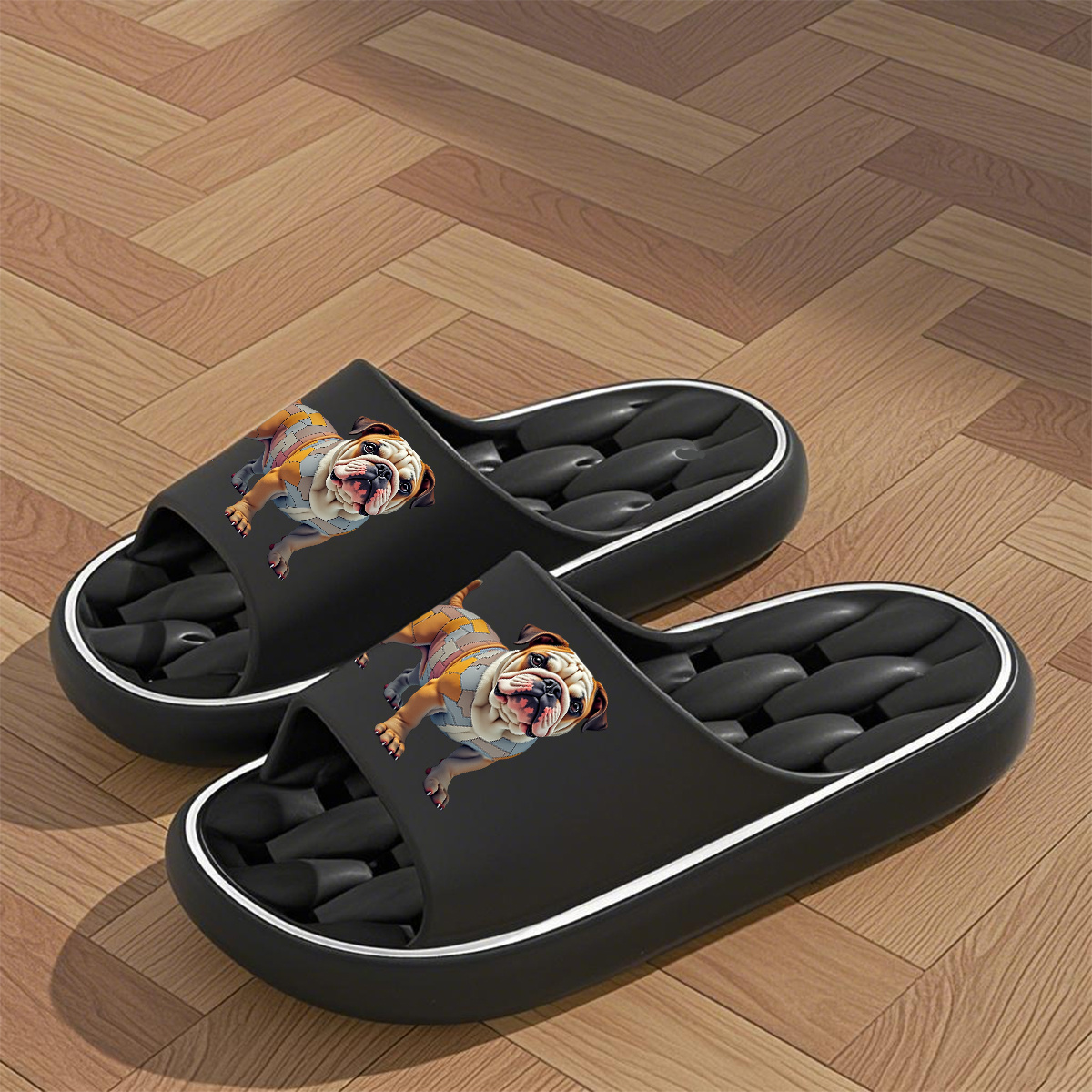 TEMU 1 Pair Of New Unisex Slippers | Cute Bulldog Print Slippers | Indoor/outdoor Slippers | Holiday Gift/birthday Gift Slippers | Women's Home Shoes