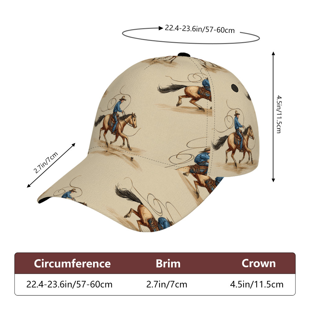 TEMU 1pc, Casquette de baseball unisexe avec imprimé -boys des chevaux, fabriquée en polyester. Parfaite pour et , lavable à pour plus de commodité,