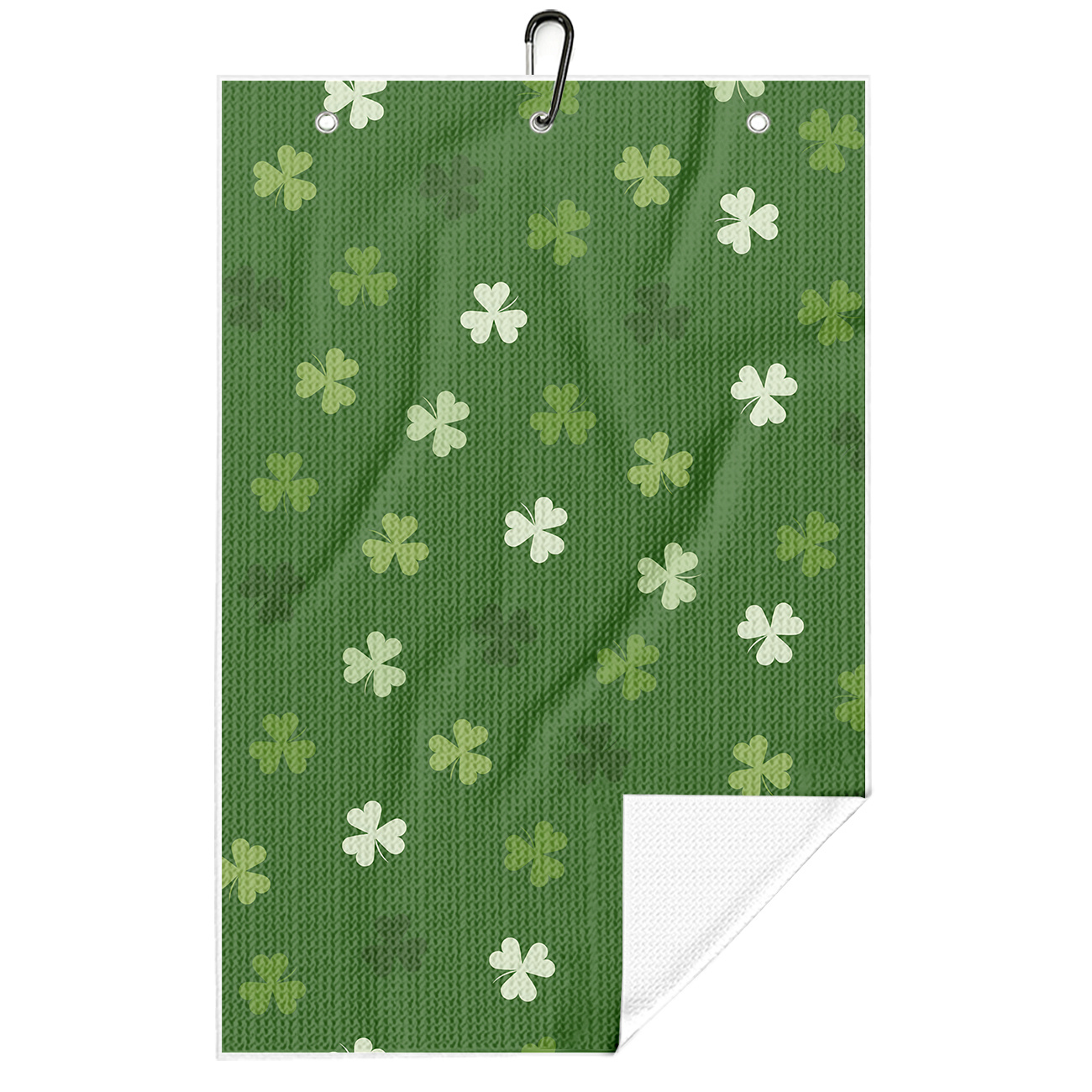 TEMU 1pc Clover Pattern Golf Towel, Featuring A Clover Pattern, Fresh And Easy Style Golf Towel, Equipped With A Looped Metal Hook, Soft Fiber,