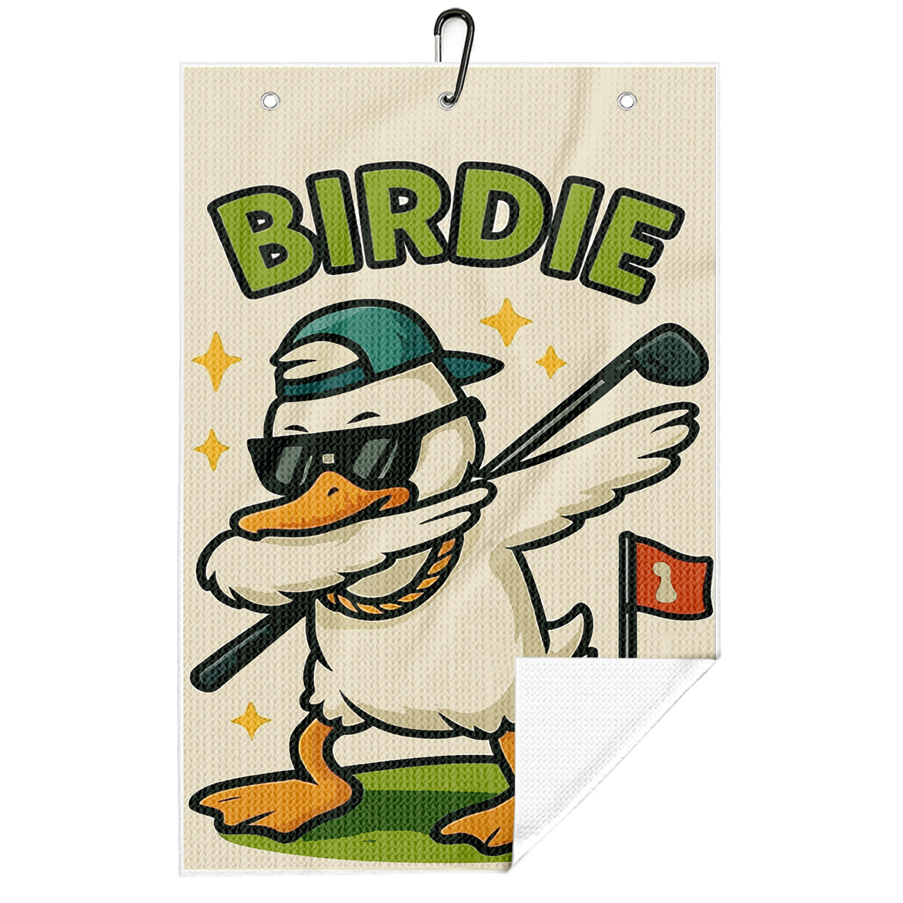 TEMU 1pc Golf Towel With Duck (fashion Glasses & Reverse ) - Birdie Duck Pattern, Soft Fiber Suitable For Golf Equipment Care, Machine Washable, For,