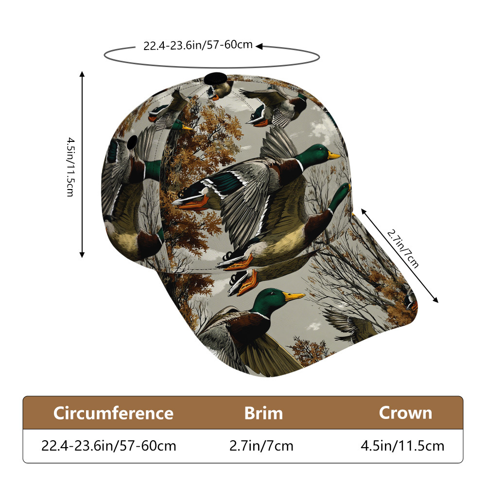 TEMU 1pc Unisex Flying Ducks In Autumn Print Hip-hop Baseball Cap, Adjustable Strap Casual Sporty Hat, Hand Washable Cap Great For Themed Events,